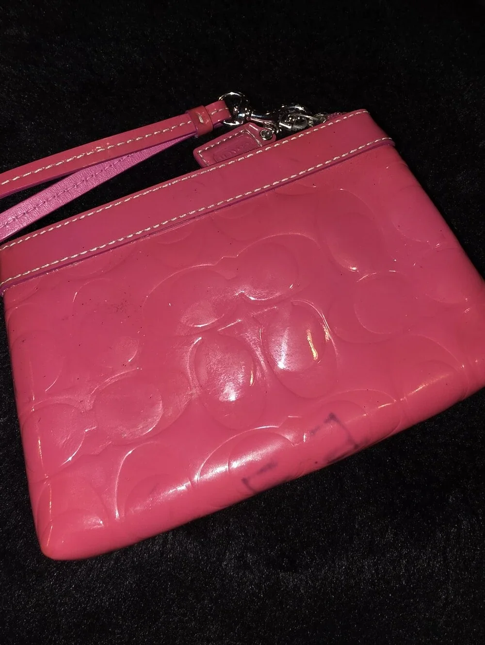 Vintage Coach Pink Wristlet Bag Embossed